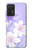 W2361 Purple White Flowers Hard Case and Leather Flip Case For Samsung Galaxy A72, Galaxy A72 5G