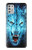 W0752 Blue Fire Grim Wolf Hard Case and Leather Flip Case For Motorola Moto G Stylus (2021)