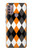 W3421 Black Orange White Argyle Plaid Hard Case and Leather Flip Case For Motorola Moto G30, G20, G10