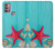 W3428 Aqua Wood Starfish Shell Hard Case and Leather Flip Case For Motorola Moto G30, G20, G10