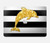 W2882 Black and White Striped Gold Dolphin Hard Case Cover For MacBook Pro 15″ - A1707, A1990