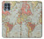 W3418 Vintage World Map Hard Case and Leather Flip Case For Motorola Edge S