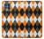 W3421 Black Orange White Argyle Plaid Hard Case and Leather Flip Case For Motorola Edge S