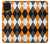 W3421 Black Orange White Argyle Plaid Hard Case and Leather Flip Case For Samsung Galaxy A22 4G