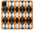 W3421 Black Orange White Argyle Plaid Hard Case and Leather Flip Case For Samsung Galaxy A22 5G