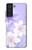 W2361 Purple White Flowers Hard Case and Leather Flip Case For Samsung Galaxy S21 FE 5G