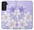 W2361 Purple White Flowers Hard Case and Leather Flip Case For Samsung Galaxy S21 FE 5G