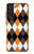 W3421 Black Orange White Argyle Plaid Hard Case and Leather Flip Case For Samsung Galaxy S21 FE 5G