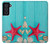 W3428 Aqua Wood Starfish Shell Hard Case and Leather Flip Case For Samsung Galaxy S21 FE 5G