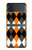 W3421 Black Orange White Argyle Plaid Hard Case For Samsung Galaxy Z Flip 3 5G