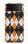 W3421 Black Orange White Argyle Plaid Hard Case For Samsung Galaxy Z Flip 3 5G