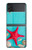 W3428 Aqua Wood Starfish Shell Hard Case For Samsung Galaxy Z Flip 3 5G