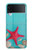 W3428 Aqua Wood Starfish Shell Hard Case For Samsung Galaxy Z Flip 3 5G