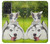 W3795 Grumpy Kitten Cat Playful Siberian Husky Dog Paint Hard Case and Leather Flip Case For Samsung Galaxy A52, Galaxy A52 5G