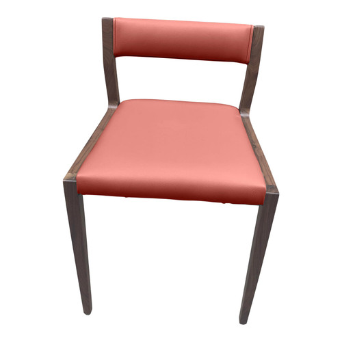 Medellin Modern Coral Color Upholstered Walnut Dining Chair