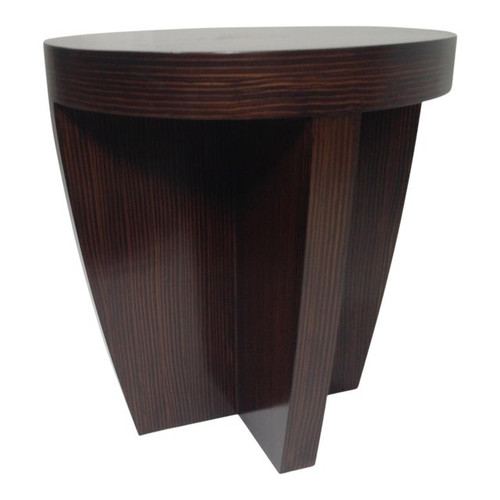 Front image of an alder zebrano end table, solid wood end table, end table, living room furniture, unique end table