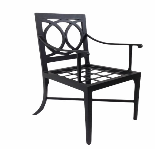 Medellin Rico modern matte black patio dining chair angled front view on white background