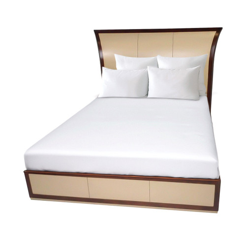 Front image, King bed with leather inlay, Leather bed, King size bed, Modern bed, unique bed, mattress