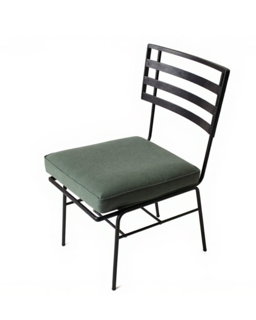 1950's style iron patio chair with box cushion