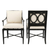 Medellin Rico matte black outdoor dining chair shown from front and rear views with seat cushion on white background