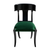 A front image of a Klismos dining chair, black klismos style,  MCM, Mid-century dining chair, Greek, designer, Klismos, in the manner of robsjohn-gibbings
