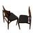 Top and side view of Medellin Customer Furniture's mid century, solid walnut, black butterfly dining chair.