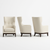 Contemporary Cream Upholstered Armchair with Wingback Silhouette and Wood Trim