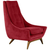 Right angle image, red lounge chair, modern lounge chair, designer chair, living room furniture, Adrian Pearsall