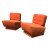Left angle image, orange lounge chair, orange club chair, living room furniture, mcm, mid century furniture, unique furniture