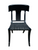 Front image, dining chair, matte black dining chair, klismos chair, greek chair, unique dining chair, mcm furniture, leather chair