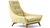 Side profile of Medellin accent chair showing curved armrests and tufted backrest