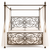 Granada canopy bed with ornate metal scrollwork, antique bronze finish, and white canopy curtains