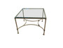 Front image of a Hollywood regency table, glass table, living room table, luxury furniture