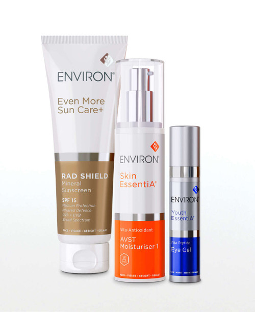 RAD Mineral Sun Screen SPF15, Vita Peptide Eye Gel & AVST Moisturiser of your choice