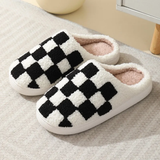 Warm & Cozy Checkered Print Plush Slide Slippers