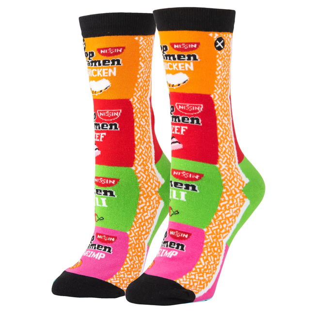 "TOP RAMEN FLAVORS" MEN'S LICENSED NOVELTY CREW STRAIGHT SOCKS