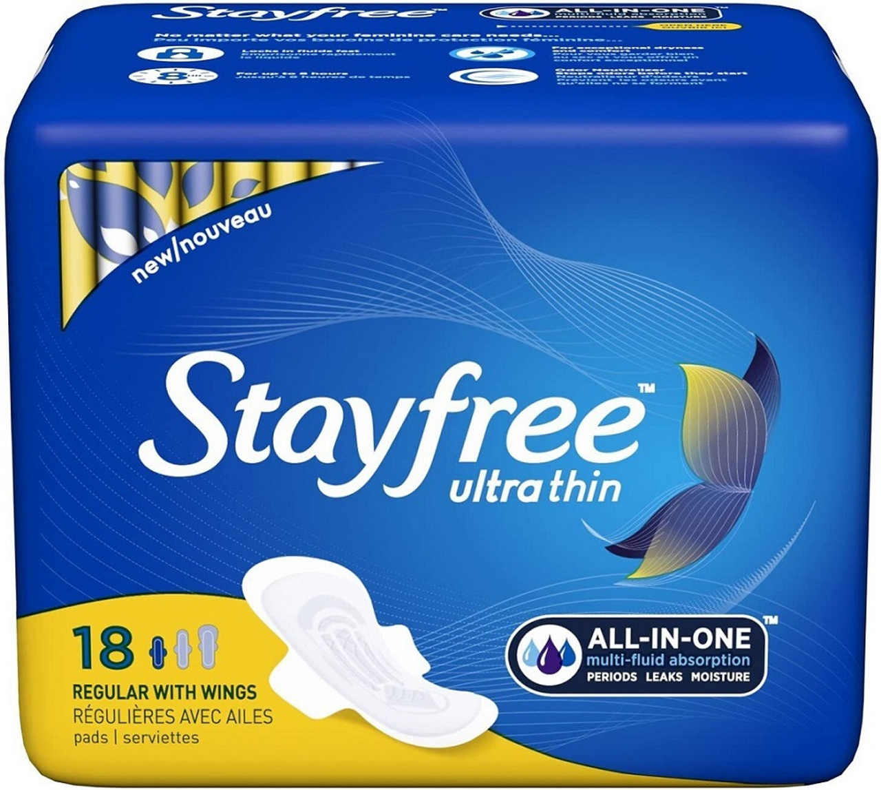 Stayfree Ultra Thin Overnight Pads With Wings, 40 Ct, Multi-Fluid