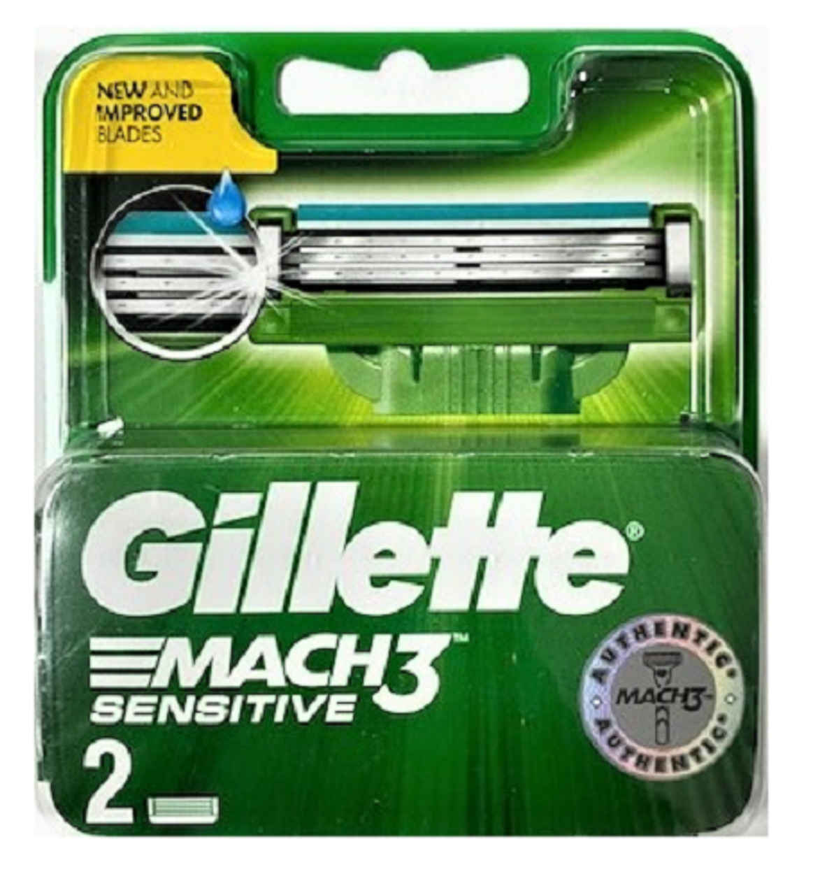 Gillette Mach3 Sensitive - Manual Shaving Razor Blades Cartridge, 2 pcs