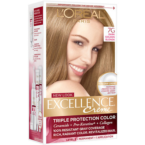 L Oreal Paris Excellence Creme Triple Protection Color Permanent Haircolor Kit 7g Dark Golden Blonde