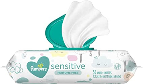 Pampers Baby Wipes, Sensitive, Colors May Vary, 56 ct