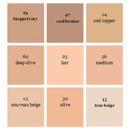 Max Factor Pan Stick Makeup Color Chart