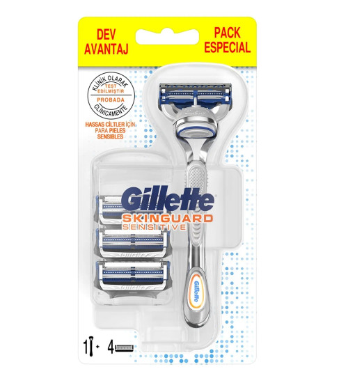 Gillette SkinGuard Sensitive Razor + 4 Refills – Gentle Shave