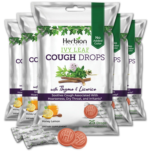 Ivy Leaf Cough Drops with Thyme & Licorice, 25 ct X 5 BAGS Nationwide