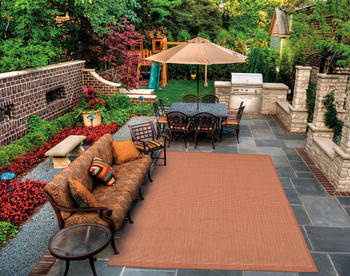 Couristan Recife Saddlestitch Terra Cotta/natural Indoor/outdoor Area Rugs