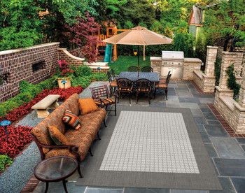 Couristan Recife Checkered Field Grey/white Indoor/outdoor Area Rugs