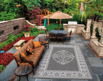 Couristan Recife Antique Medallion Grey/white Indoor/outdoor Area Rugs