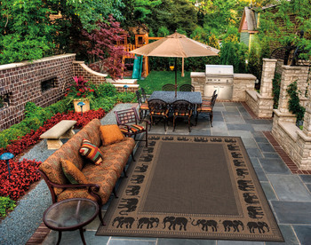 Couristan Recife Elephant Cocoa/black Indoor/outdoor Area Rugs