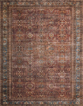 Loloi II Layla Lay-01 Brick / Blue Power Loomed Area Rugs Loloi II Layla Lay-01 Brick / Blue Power Loomed Area Rugs