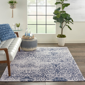Nourison Damask Das06 Ivory/navy Area Rugs