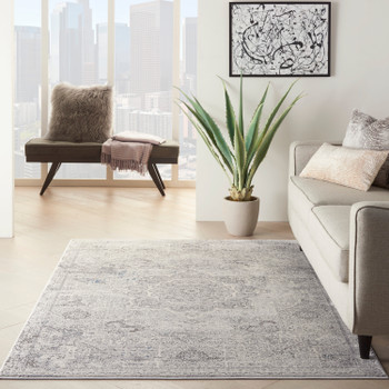 Kathy Ireland Grand Expressions Ki52 Dark Grey Ivory Area Rugs